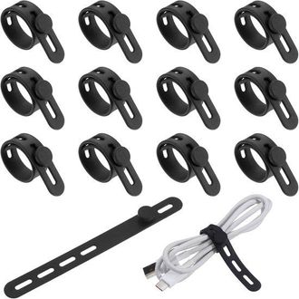OEM Bridas De Silicona Resellables Para Cables - 12 Unidades, Negras, Ajustables, Para Tel&eacute;fono M&oacute;vil, Reutilizables, Multifuncionales