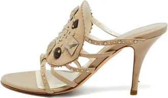 Dior Sandali slides in pelle con borchie - Toni neutri