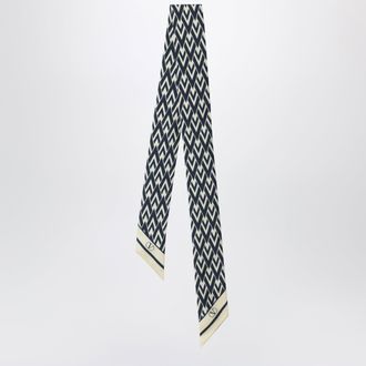 Valentino Garavani Tout La V Bandeau scarf in ivory / blue silk