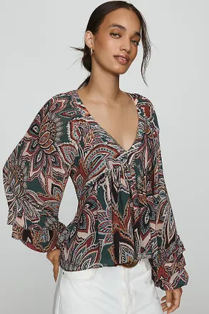 Farm Rio 100% Cotton Tapestry Floral Blouse
