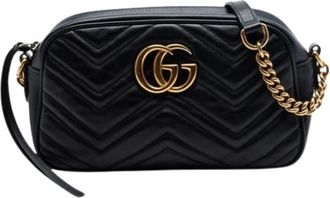 Gucci Pre-owned Quilted Crossbody Bag - Dames - Vintage Schoudertas - Zwart - ONE Size - Leer - Vintage