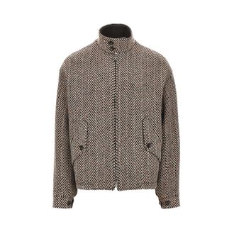 Emporio Armani Gebreid blouson-jack met chevronmotief - Heren - Jassen - Veelkleurig - Maat: L Wol