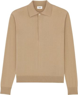 Saint Laurent Truien & Vesten, Heren, Beige, XL, Katoen, Zijden-katoenen polo trui