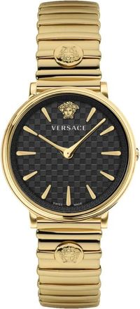 Versace V-Circle Goud Roestvrij Stalen Horloge - Dames - Horloges - Geel - ONE Size - Accessoires
