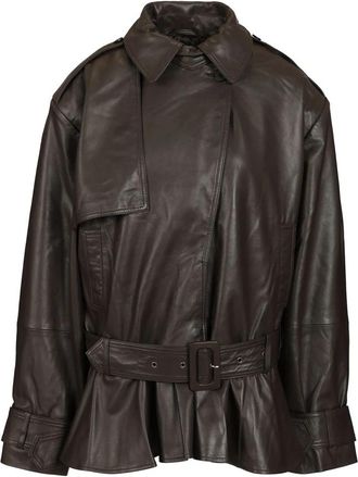 Rotate Leren Bikerjack - Dames - Leren en Su&egrave;de Jassen - Bruin - 3XS - Leer - Jassen