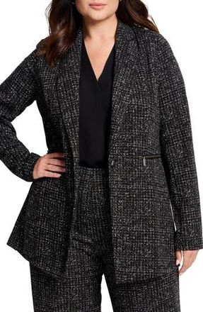 Nic+Zoe Dotty Grid Zip Pocket Blazer in Black Multi at Nordstrom Rack, Size 1X