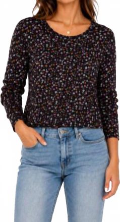Electric & Rose Lana Ditsy Floral Long Sleeve Crew Tee In Onyx