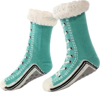 Generic Ultra-Thick Cute Slipper Home Socks, Cashmere Slipper Socks for Women, Soft Fuzzy Non Slip Warm Sleeping Slippers Sock (Blue, UK, Adult, Women, One Si