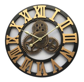Gabrielle Gabrielle Reloj De Pared Silencioso 3d Estilo Europeo Retro Creativo Con Mecanismo Industrial, Reloj Decorativo Con Personalidad Para Sala De Estar, 4
