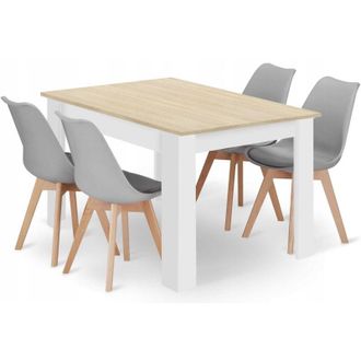 Private Label Valora Set Tavolo Sonoma Rovere + 4 Sedie Grigie x4