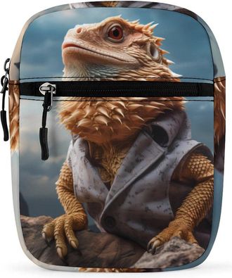 Generic Bearded Dragon Lizard Animal Crossbody Bag Adjustable Satchel Cute Shoulder Bag Lightweight Sling Bags