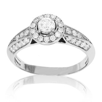 Vir Jewels 3/4 cttw Diamond Wedding Engagement Ring 14K White Gold Halo Prong Set Bridal