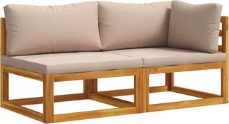 vidaXL Sof&aacute; Rinc&oacute;n Seccional Con Cojines 100 % Poli&eacute;ster Acacia S&oacute;lido Vidaxl