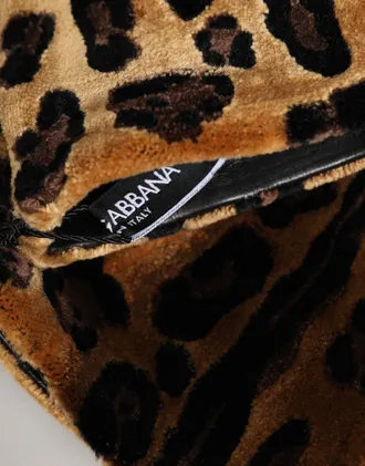 Dolce & Gabbana Brown Black Leopard Leather Elbow Length Mitten Womens Gloves