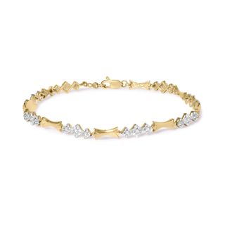 House of Brilliance 10k Gold 1/3 Cttw Diamond Miracle Set Alternating Bar and Link Bracelet