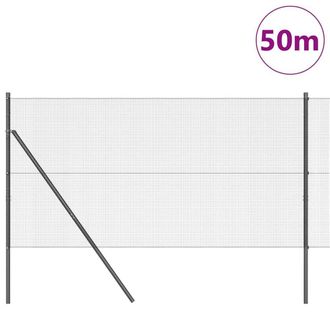 Berkfield Home Modern Welded Wire Fence with 13 Posts Grey 1x50 m Steel