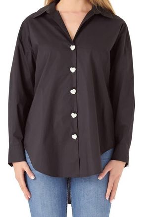 English Factory Oversize Cotton Button-Up Shirt in Black at Nordstrom, Size Medium