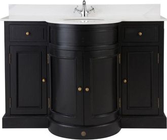Signature Mueble de ba&ntilde;o de madera maciza negra - L131 cm