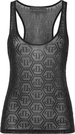 Philipp Plein Canotta Monogram Strass - Nero