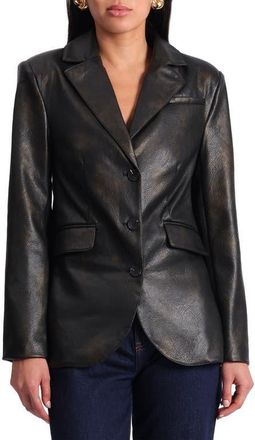 Bagatelle Faux Leather Blazer in Black/gold at Nordstrom, Size X-Large