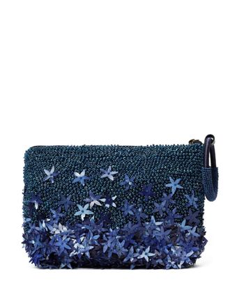 NANNACAY floral-appliqu&eacute; clutch bag - Blue