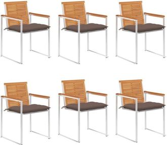 vidaXL Vidaxl - Sillas De Jard&iacute;n Y Cojines 6 Unidades Madera Maciza De Acacia