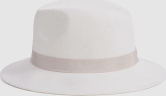 Reiss Ally Wool Fedora Hat, M & L, Cream