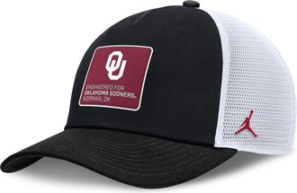 Nike Jordan Oklahoma Sideline Gameday Rope Jordan Brand College Trucker Adjustable Hat in Black | JC97093NOKN-Z6W