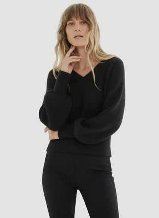 Majestic Filatures Ultra Soft Knit Long Sleeve V-Neck Sweater in Noir at Nordstrom, Size 2