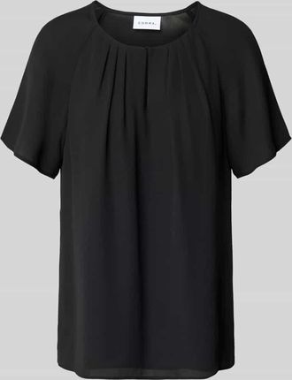 Comma Blusenshirt mit Schmetterlings&auml;rmeln und Schl&uuml;sselloch-Ausschnitt in Metallic Black, Gr&ouml;&szlig;e 34