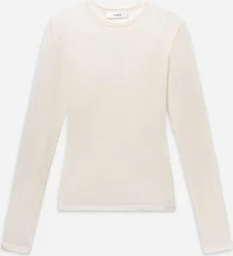 Frame Denim Womens The Mesh Polka Dot Top In Cream