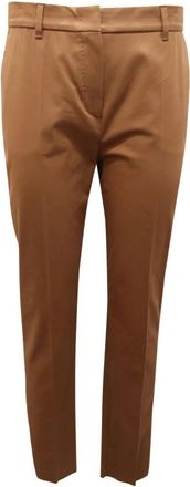 Max Mara Studio Stemma Wollen Broek - Dames - Slim Fit Broeken - Bruin - M - Wol - Broeken