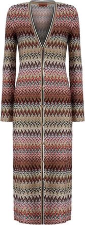 Missoni chevron-pattern button-front cardigan - Rood