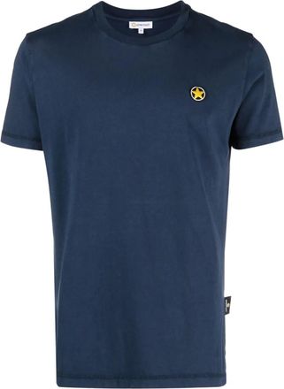 Star Point logo-patch cotton T-shirt - men - Cotton - M - Blue