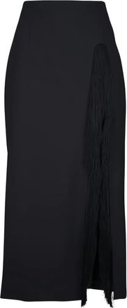 Lela Rose Gonna midi con frange - Nero