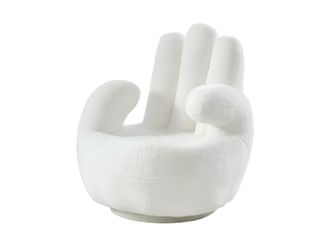 Vente-Unique Sill&oacute;n pivotante con forma de mano CATCHY de piel sint&eacute;tica - Blanco