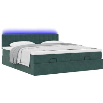 vidaXL Vidaxl - Estructura De Cama Otomana Colchones Terciopelo Verde Oscuro