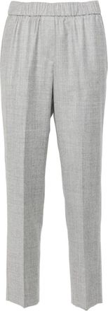 PESERICO lurex-detail trousers - women - Polyamide/Virgin Wool/Metallic Fibre/Acetate/Cupro - 42 - Grey