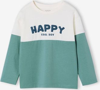 Vertbaudet Shirt in Colorblock-Design HAPPY COOL BOY f&uuml;r Jungen, Recycling-Baumwolle aqua
