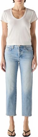 Amo 143 Mid Rise Strait Leg Crop Jean In Saltwater