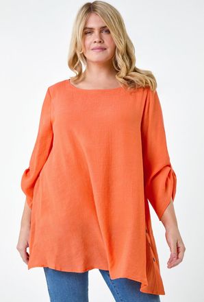 Roman Button Detail Woven Top