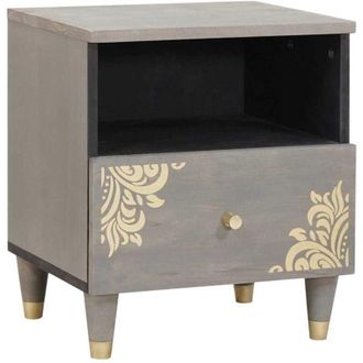 vidaXL Bedside Cabinet Grey 40 x 33 x 46 cm Solid Mango Wood vidaXL
