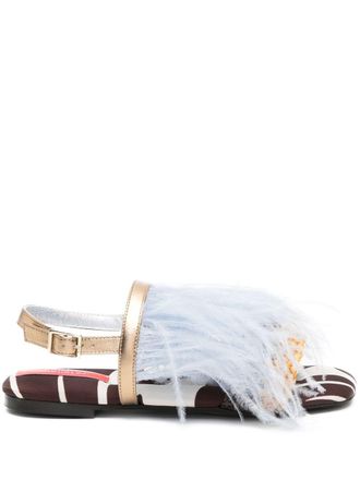 La DoubleJ Sandali Medal con piume - Blu