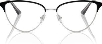 Jimmy Choo London 55mm Cat Eye Optical Glasses in Silver/Black /Demo Lens at Nordstrom