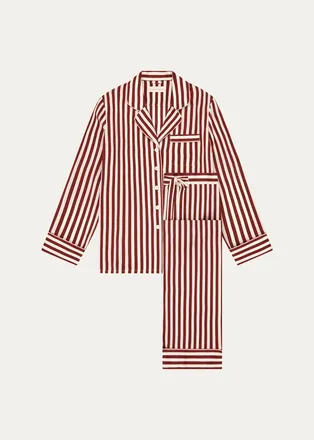 Olivia Von Halle Lila Striped Silk Pajama Set