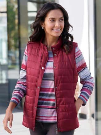 Casual Looks Steppweste CASUAL LOOKS, Damen, Gr. 38, rot (bordeaux), 100% Polyester, Wattierung:100% Polyester, unifarben, Westen Steppweste