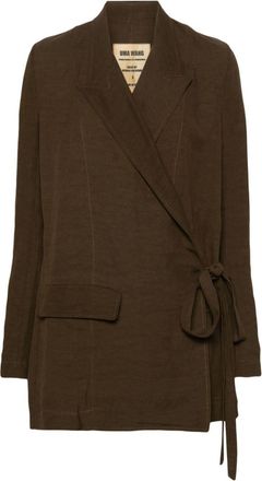 Uma Wang Khloe wrap-around blazer - women - Linen/Flax/Viscose - S - Brown