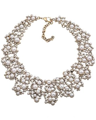 Eyecandy LA Eye Candy La Faith Glass Pearl Statement Necklace