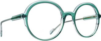 Blush Translucent Acetate Round Sunglasses in Greenish-Blue