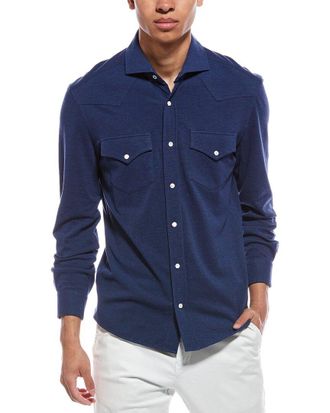 Brunello Cucinelli Leisure Fit Pique Western Shirt